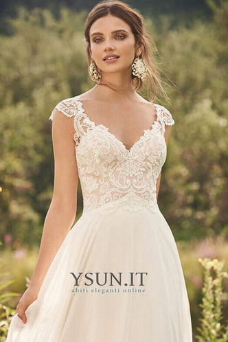 Abito da sposa Eleganti Chiffon Primavera Senza Maniche Naturale in pizzo - Pagina 3