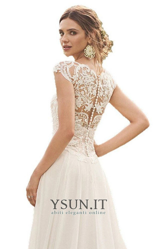 Abito da sposa Eleganti Chiffon Primavera Senza Maniche Naturale in pizzo - Pagina 4