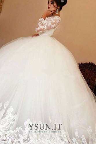 Abito da sposa Cerniera Maniche Lunghe Tulle Estate A-Line in pizzo - Pagina 2