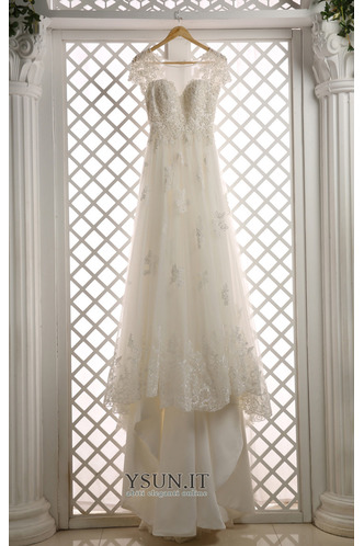 Abito da sposa Maniche Corte T luce Tulle Pizzo Overlay Naturale Chiesa - Pagina 3