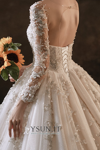 Abito da sposa Primavera Applique Naturale Maniche Lunghe tessuto - Pagina 7