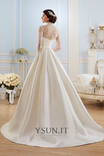 Abito da sposa Fiocco Bendaggio Maniche Lunghe Lungo Super Satin tradizionali - Pagina 3