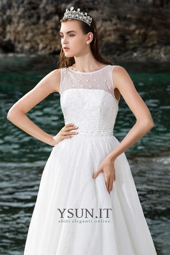 Abito da sposa Spiaggia Naturale Tulle A-Line Lungo decorato - Pagina 3