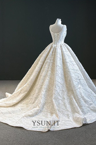 Abito da sposa Lungo Senza Maniche A-Line Super Satin Caduta paillettes - Pagina 5