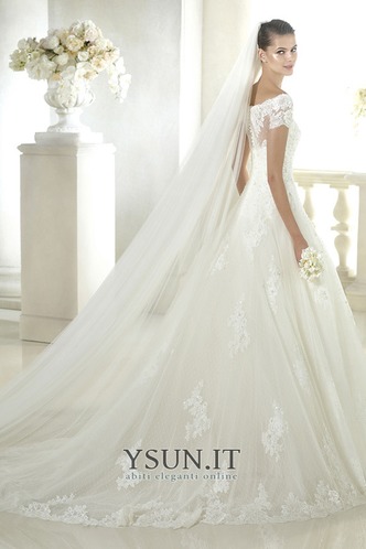 Abito da sposa Naturale Bateau Lace Coperta Applique Illusione maniche - Pagina 2