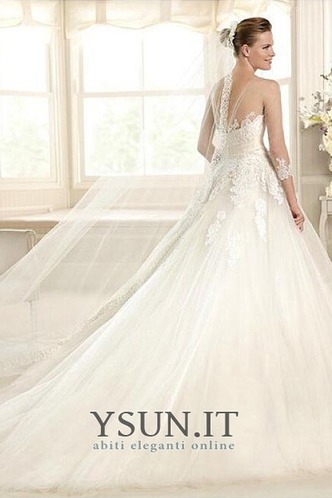Abito da sposa Quanto A-Line Shiena Sheer Primavera alta vita/cintola - Pagina 2