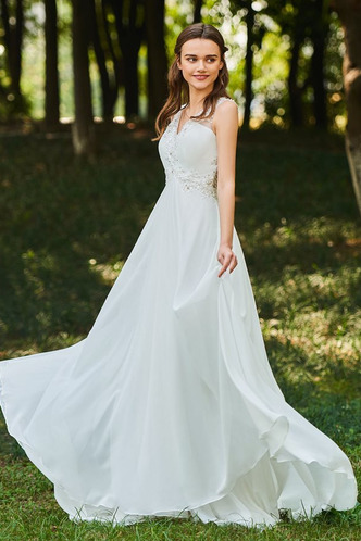 Abito da sposa Magro Schiena Nuda Oscillare A-Line Chiffon V-Scollo - Pagina 2