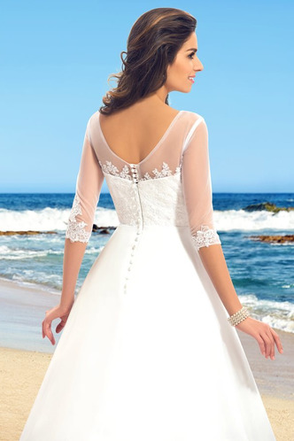 Abito da sposa Bateau Bottone Gonna lunga A-Line Illusione maniche - Pagina 5