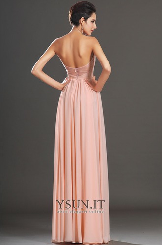 Abito da sera Naturale Chiffon A Terra Perla rosa collo Sweetheart - Pagina 7