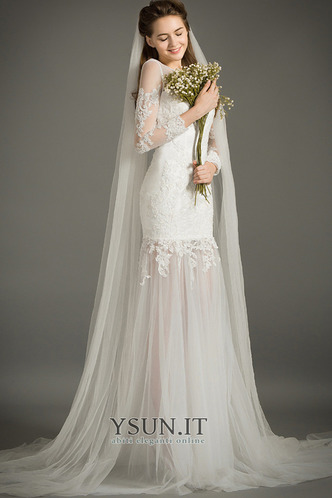 Abito da sposa Sirena Pizzo Applique Naturale Treno di spazzata Cerniera - Pagina 3