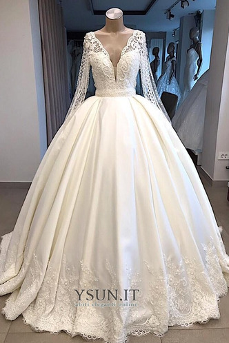 Abito da sposa Aqua perle a linea Profondo V-scollo Cinghia in rilievo - Pagina 4