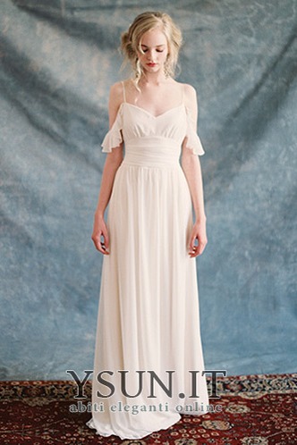 Abito da sposa Impero Chiffon Spaghetti spalline Semplici Senza Maniche - Pagina 3