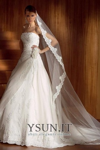 Abito da sposa Naturale A-Line Con Velo Formale unbacked Lungo - Pagina 1