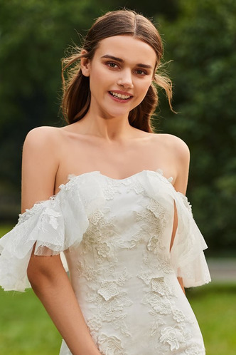 Abito da sposa Pizzo Autunno Festoni Petite Cappellini Schiena Nuda - Pagina 4