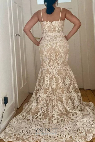 Abito da sposa Eleganti Applique Pizzo Senza Maniche Cappella treno - Pagina 5