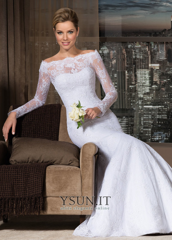 Abito Da Sposa Pizzo Completo Collare Di Spalla Carta Quanto Maniche Lunghe Www Ysun It