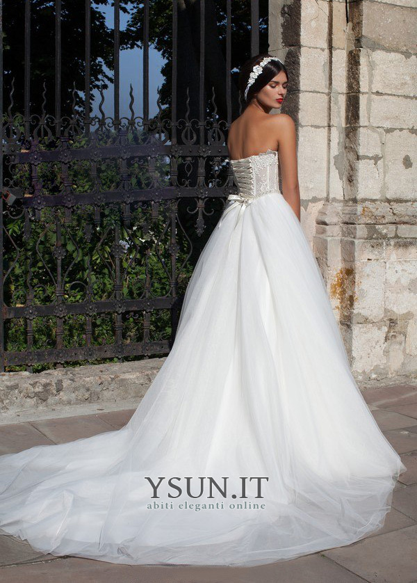 Abito da sposa a linea Applique Con Velo Gonna lunga Super collo